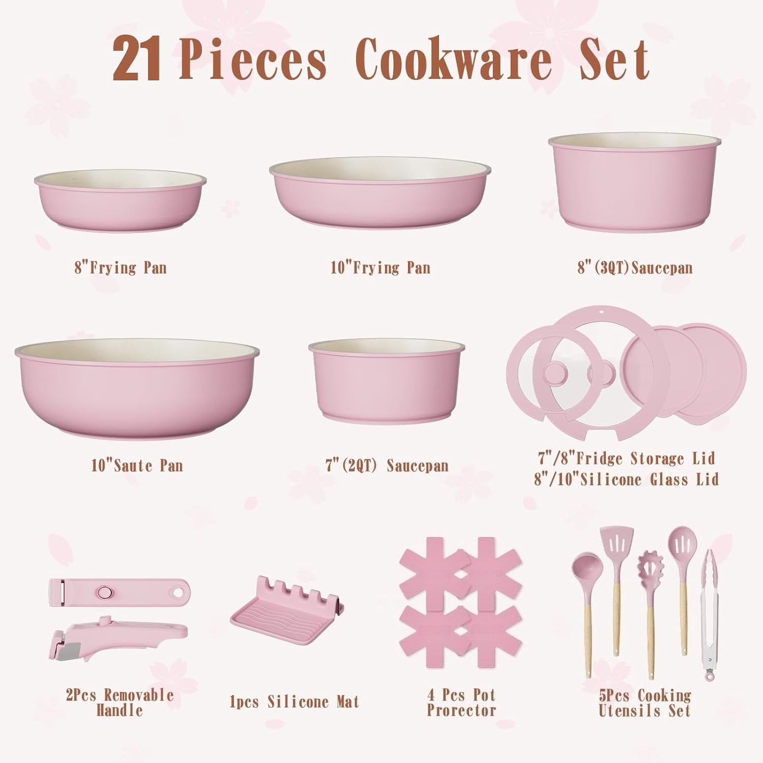 21 pcs Nonstick Ceramic Cookware Set