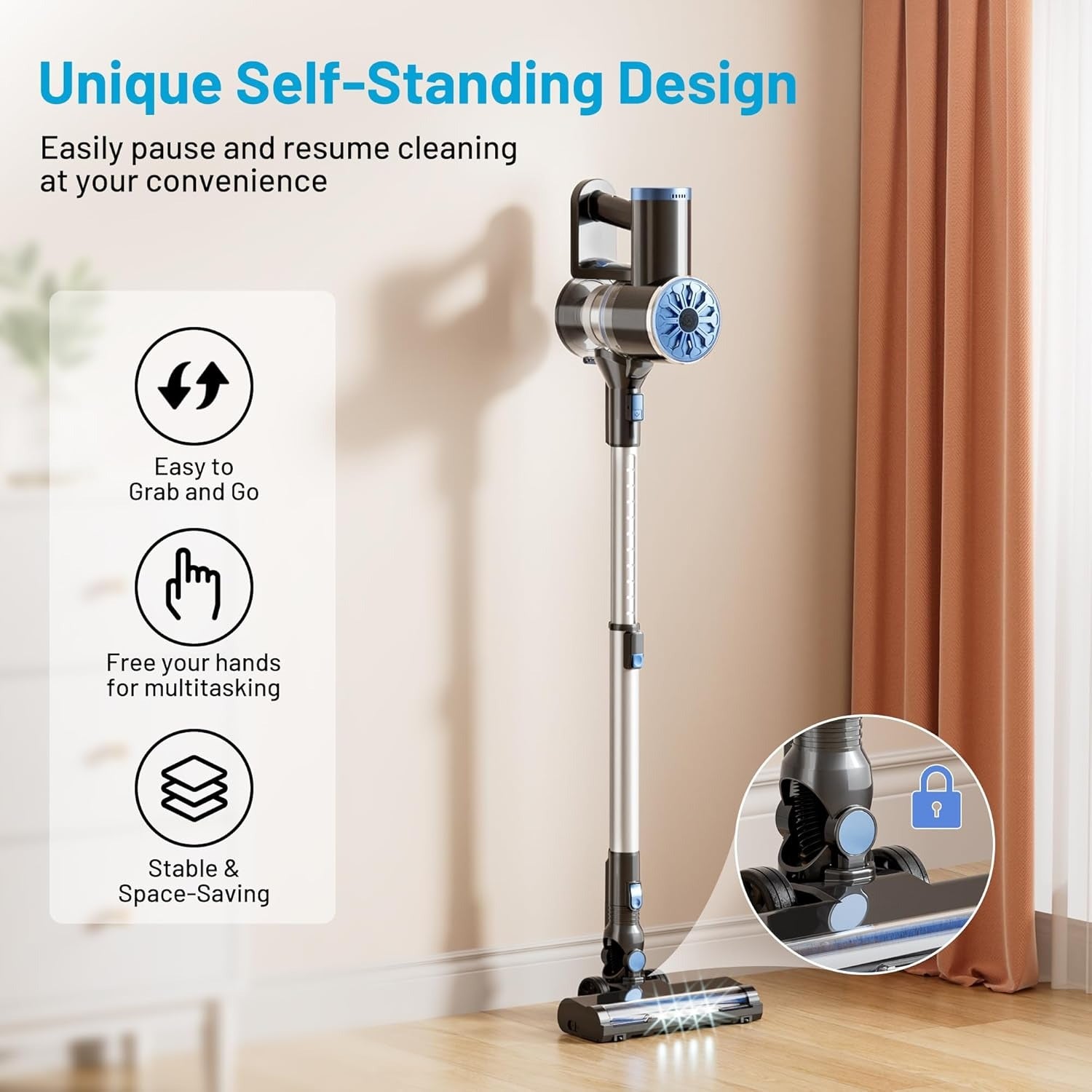 Cordless Vacuum Cleaner with Self-Standing